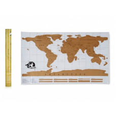 Deluxe stírací mapa světa bílo-zlatá 88x52cm