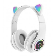 Bezdrátová bluetooth sluchátka s LED svítící uši CAT EAR bílé